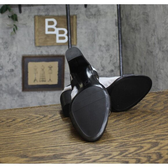 NWT Naturalizer Bristol Ankle Strap Chunky Block Heel Sandal Black Smooth 7M - Picture 14 of 16